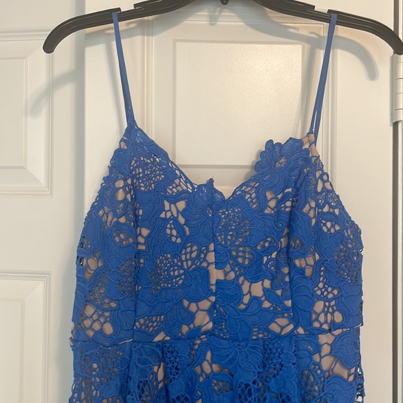 Blue Lace-Like Midi Dress - Picture 2 of 7